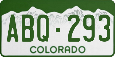 CO license plate ABQ293