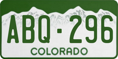 CO license plate ABQ296