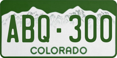 CO license plate ABQ300