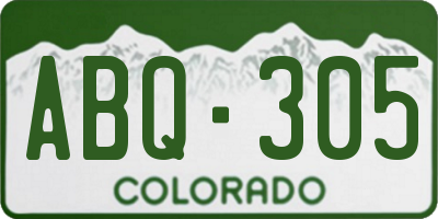 CO license plate ABQ305