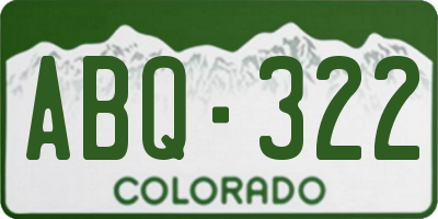 CO license plate ABQ322
