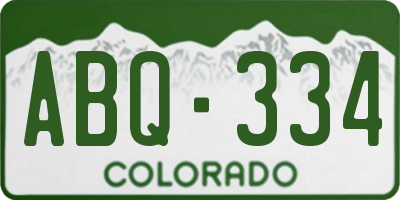 CO license plate ABQ334