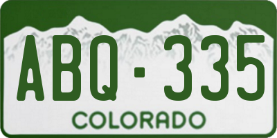 CO license plate ABQ335