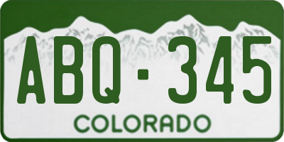 CO license plate ABQ345