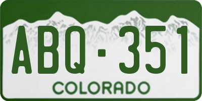 CO license plate ABQ351