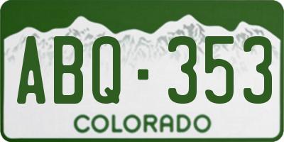 CO license plate ABQ353