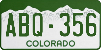CO license plate ABQ356