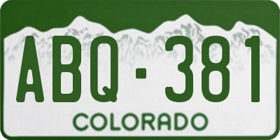 CO license plate ABQ381