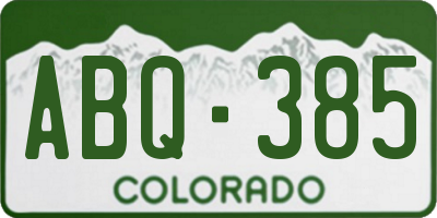 CO license plate ABQ385