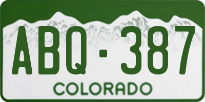 CO license plate ABQ387