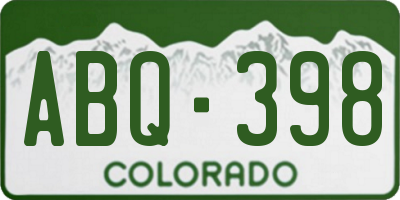 CO license plate ABQ398