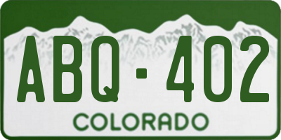 CO license plate ABQ402