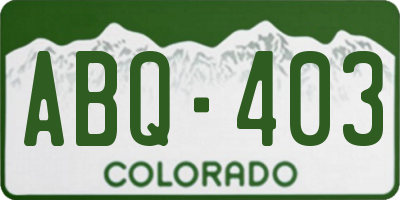 CO license plate ABQ403