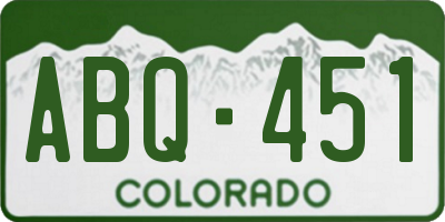 CO license plate ABQ451