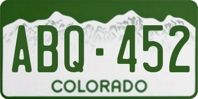 CO license plate ABQ452