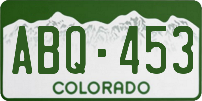 CO license plate ABQ453