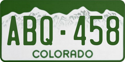 CO license plate ABQ458
