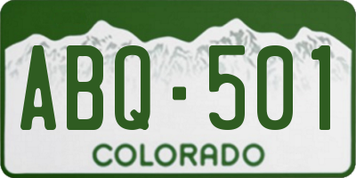 CO license plate ABQ501