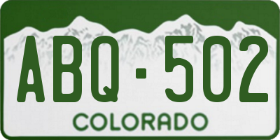 CO license plate ABQ502