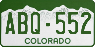 CO license plate ABQ552