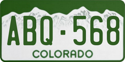 CO license plate ABQ568