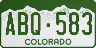 CO license plate ABQ583