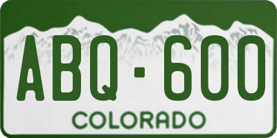 CO license plate ABQ600