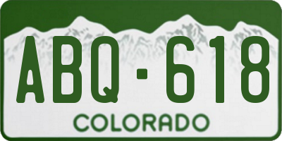 CO license plate ABQ618