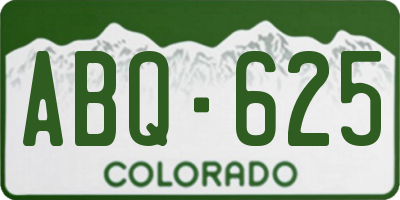 CO license plate ABQ625