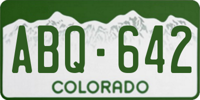 CO license plate ABQ642