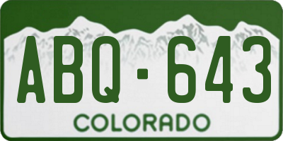 CO license plate ABQ643