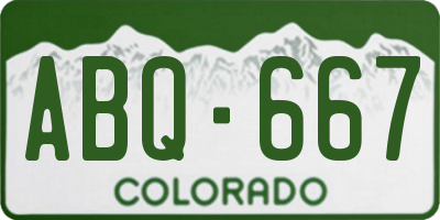 CO license plate ABQ667