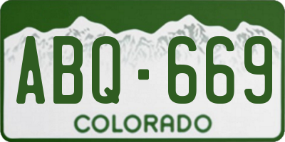 CO license plate ABQ669