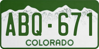 CO license plate ABQ671