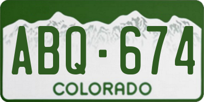 CO license plate ABQ674