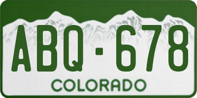 CO license plate ABQ678