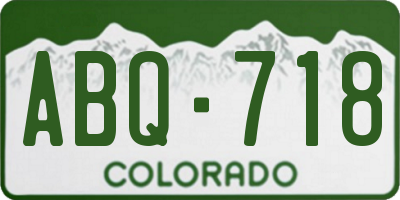 CO license plate ABQ718