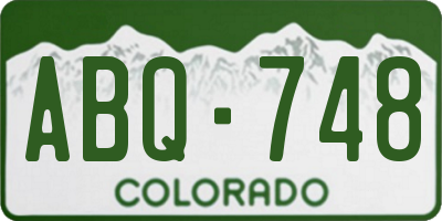 CO license plate ABQ748