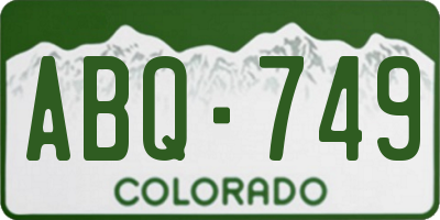 CO license plate ABQ749