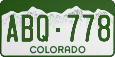 CO license plate ABQ778