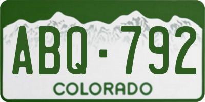 CO license plate ABQ792