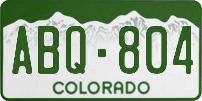 CO license plate ABQ804