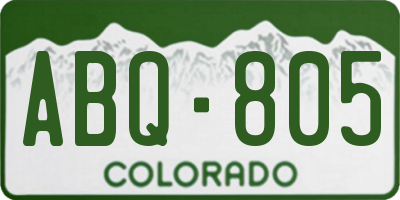 CO license plate ABQ805