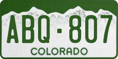 CO license plate ABQ807