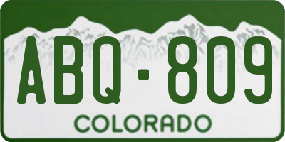 CO license plate ABQ809