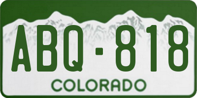 CO license plate ABQ818