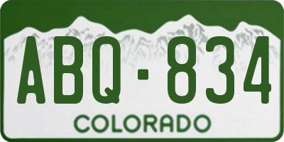 CO license plate ABQ834