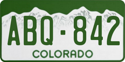 CO license plate ABQ842