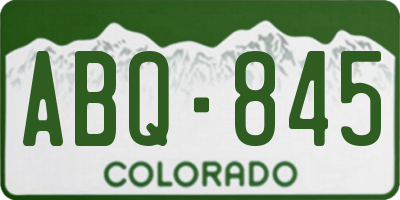 CO license plate ABQ845