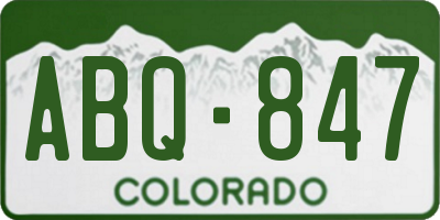 CO license plate ABQ847